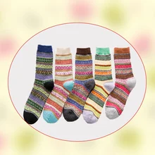 Зимние теплые шерстяные носки в стиле ретро, особый этнический стиль, высокие плотные теплые мягкие женские носки из кроличьей шерсти разных цветов