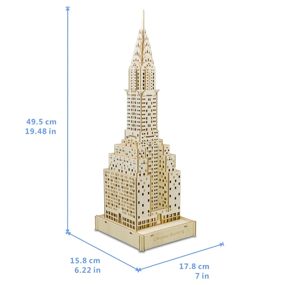 Chrysler Building DIY 3D деревянная головоломка по дереву, сборочный набор, режущие деревянные игрушки для рождественского подарка 3206
