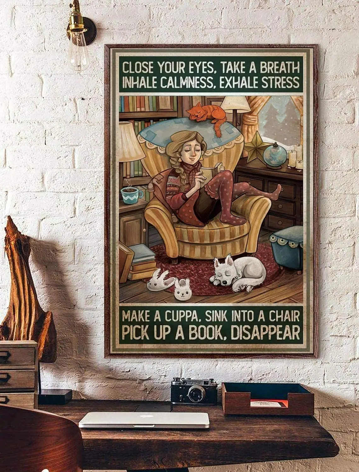 

Metal Sign Close Your Eyes, take a Breath, Pick up a Book, Disappear Sign,Book Sign Art, Bookworm Gift,Love Reading Book Sign