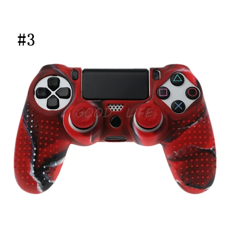 

Anti Slip Silicone Wrap Case Cover With Grip Cap For Playstation PS4 Controller With 2 Joystick Caps Protective Cover Au13 19
