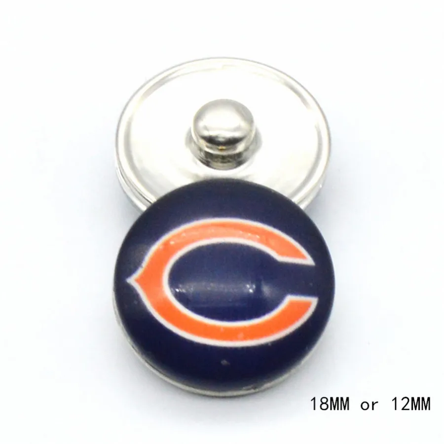 Glass Snap Button 18mm 12mm Chicago Bears Charms Ginger Bracelet for Women Men Football Fans Gift Paty Birthday Fashion 2019 |