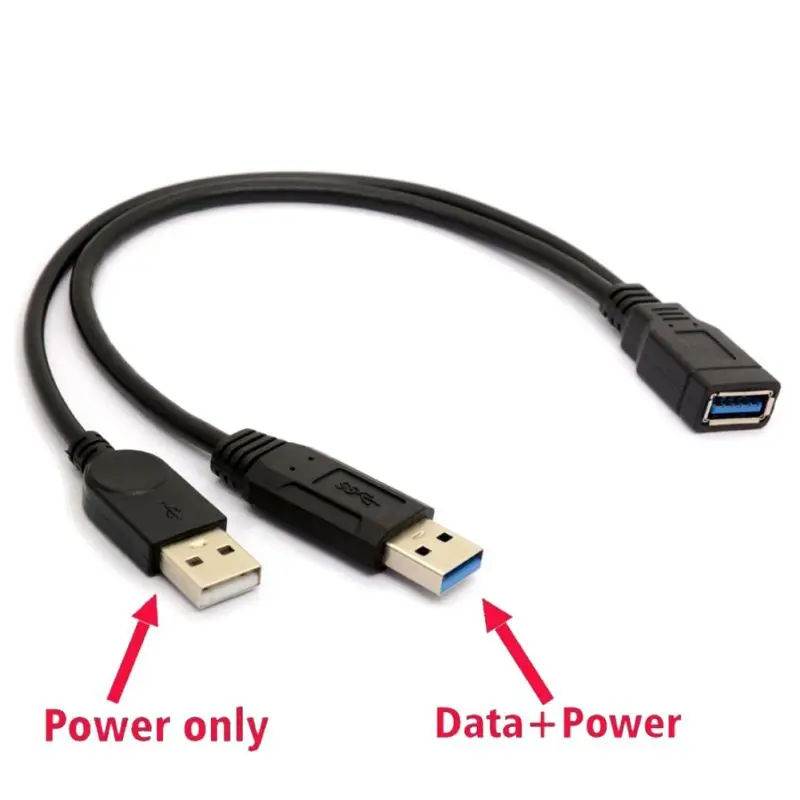 30 см USB 3,0 двойной кабель питания Y форма данных сетевой шнур для ПК Внешний жесткий диск