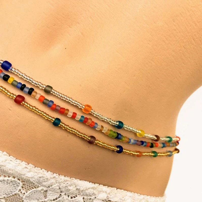 보헤미아 다채로운 밸리 비즈, 바디 쥬얼리, 밸리 비즈, 밸리 체인, 탄성 허리 체인, 바디 아프리카 허리 비즈, 3 피스 