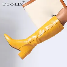 Lsewilly/осенние женские сапоги; сапоги до колена на толстом каблуке; зимние ковбойские сапоги с острым носком; модные ковбойские сапоги; цвет черный, белый, синий