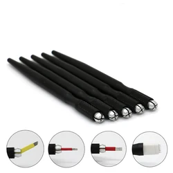 50 pcs Round Flex Needle Lock-Pin Device Manual Permanent Makeup Embroidered Eyebrow Tattoo Pen Tebori Microblading Pen Black