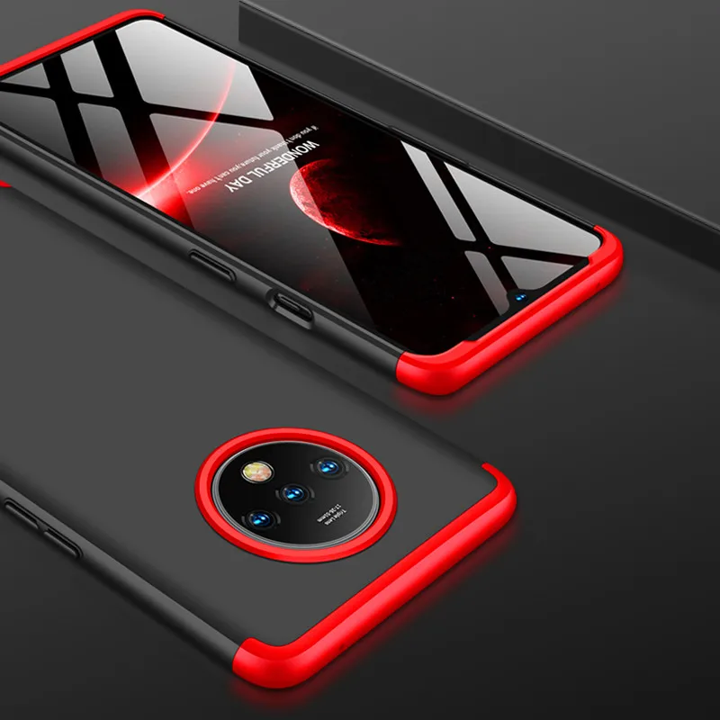 Black and Red One Plus 7 7T 7Pro чехол Oneplus7 360 градусов полностью защищенный Матовый Жесткий чехол для Oneplus 7T 7 Pro Чехол со стеклянной пленкой - Цвет: Black and Red