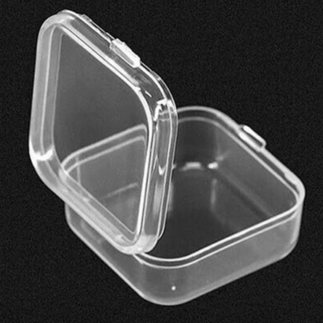 20Pcs Mini Transparent Plastic Small Box Hook Jewelry Earplug Storage Box DIY Cross Stitch Sewing Supplies Storage Box Container bike tool bag