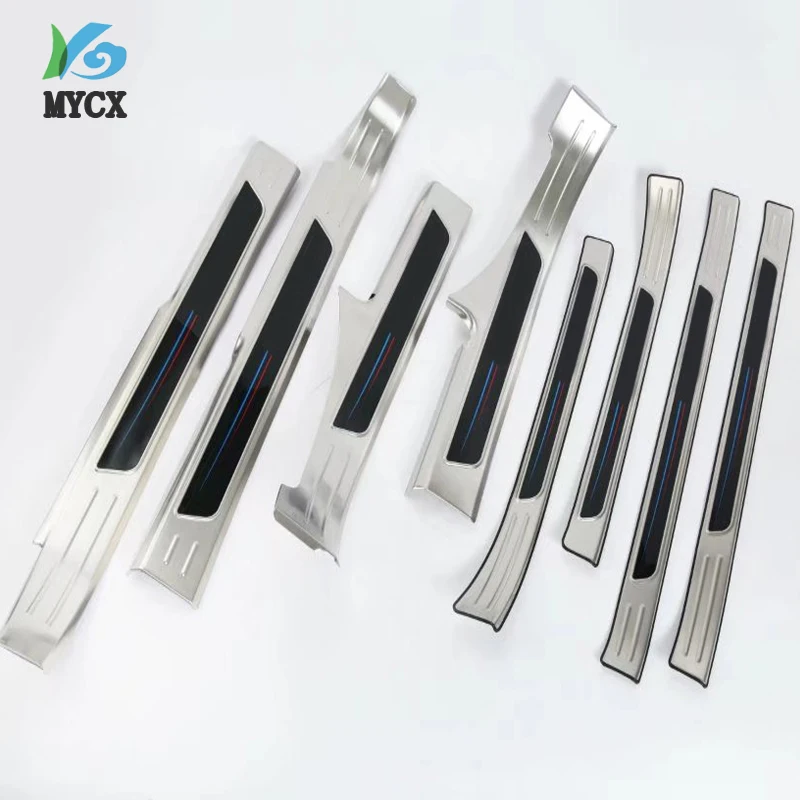 

8PCS For Volkswagen Tiguan L 2018 2019 door car stickers door bright door sill car accessories Car welcome pedal stainless steel