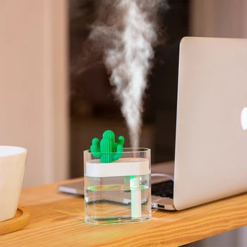 

Ultrasonic Air Humidifier Clear Cactus Color Light USB Essential Oil Diffuser Car Purifier Aroma Diffusor Anion Mist Maker