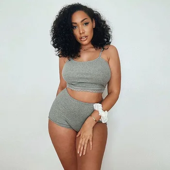 

Sexy Women Lace Lingerie Lace Sleeveless Crop Tops High Waist Shorts Set Women Babydoll Nightwear Sleepwear Underwear