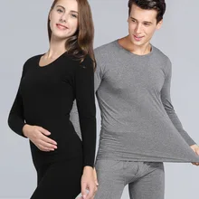 Hot Sale Autumn&Winter Men and Women Thermal Underwear Set Stretch Long Undershirts Lovers Pure Round Collar Long Johns Sets