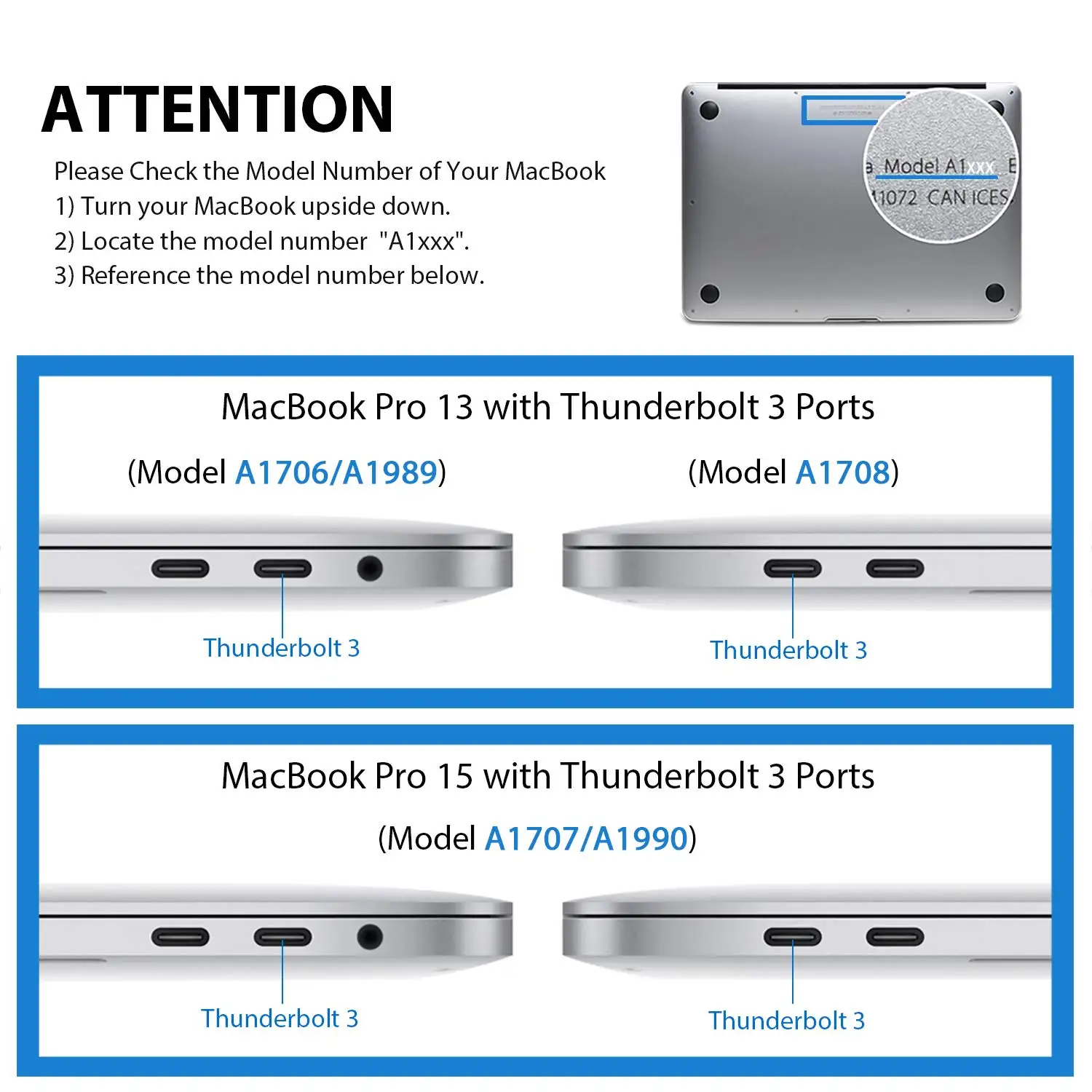 Чехол для ноутбука MacBook Pro(15 дюймов,-) A1707/A1990 с сенсорной панелью и портами Thunderbolt 3, матовое покрытие с резиновыми ножками