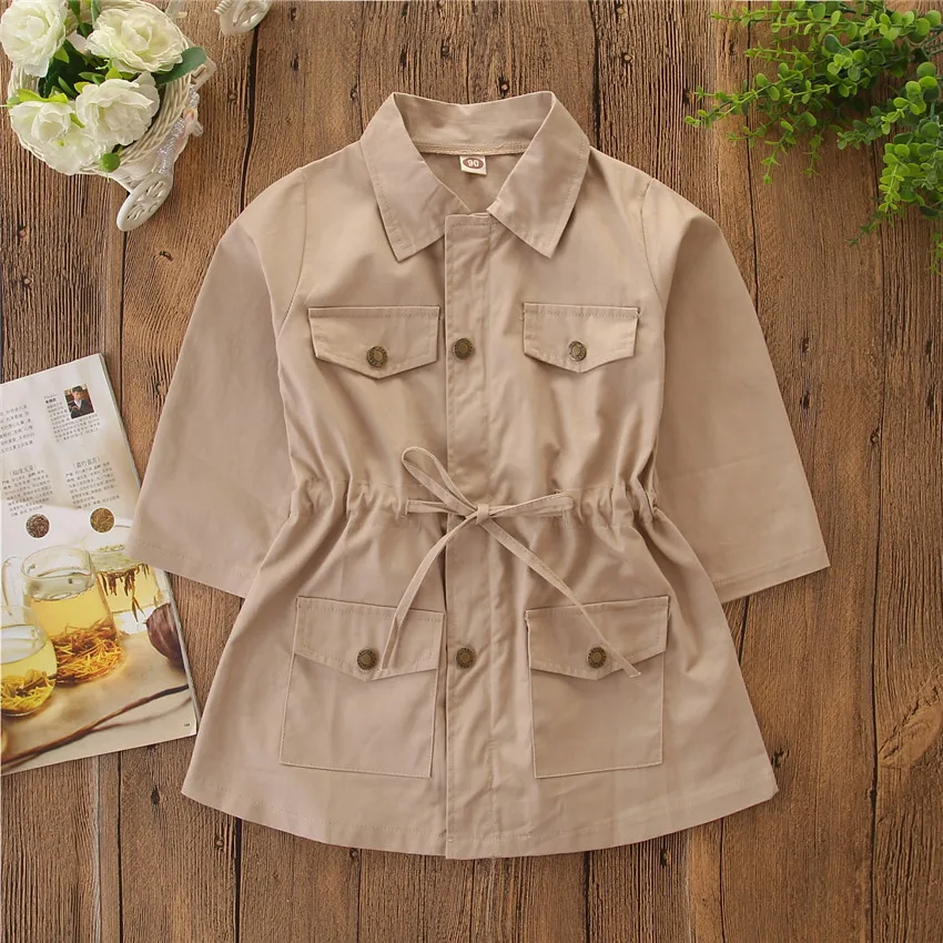 2020 Spring Summer Fashion Baby Girls British Style Kids Jackets Coat Solid Single Breasted Jacket Warm Children Tops 2-7Y hot