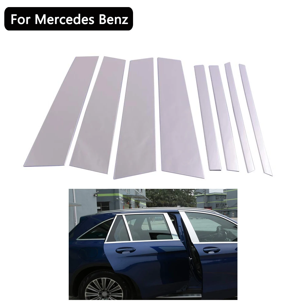 

8pcs Polished Aluminum Alloy Car Door Pillar Post Trim for Mercedes Benz GLC Class X253 200 250 300 4 Door Sedan