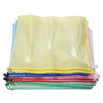 

10 Pcs Netting Surface A3 Document File Holder Zipper Bag Multicolor