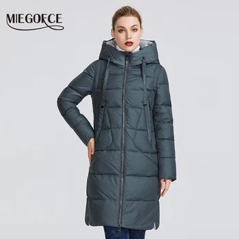 

MIEGOFCE 2019 New Winter Collection Coat Women Parka Length Below The Knee Windproof Women Jacket With Stand-up Collar and Hood