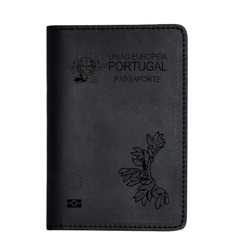 Black Passport Обложка для паспорта, простая кредитница, аксессуары для путешествий, кошелек для карт, винтажный кожаный держатель для паспорта, португальский - Цвет: Black Passport