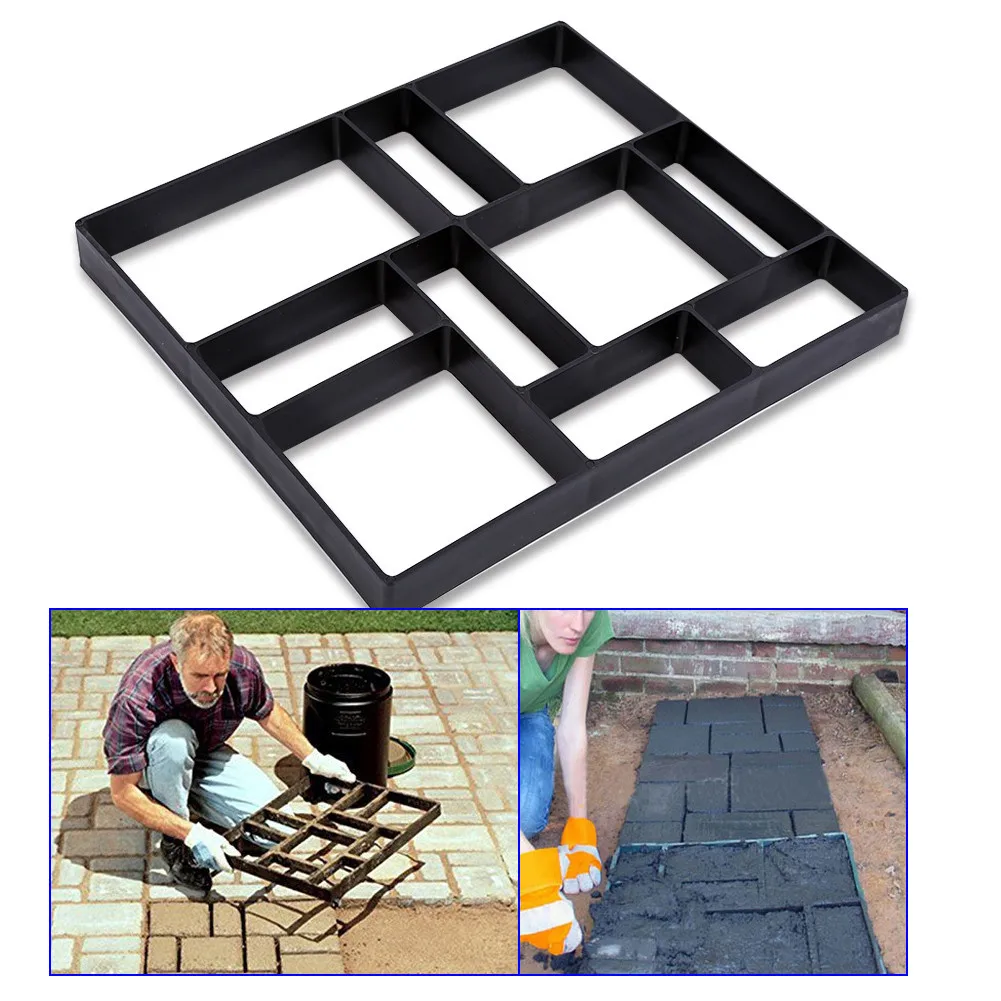 45 см сад DIY Пластиковый путь производитель модель дорожная плитка формы для литья кирпича Каменная форма кирпичный бетон шаговый с камнем