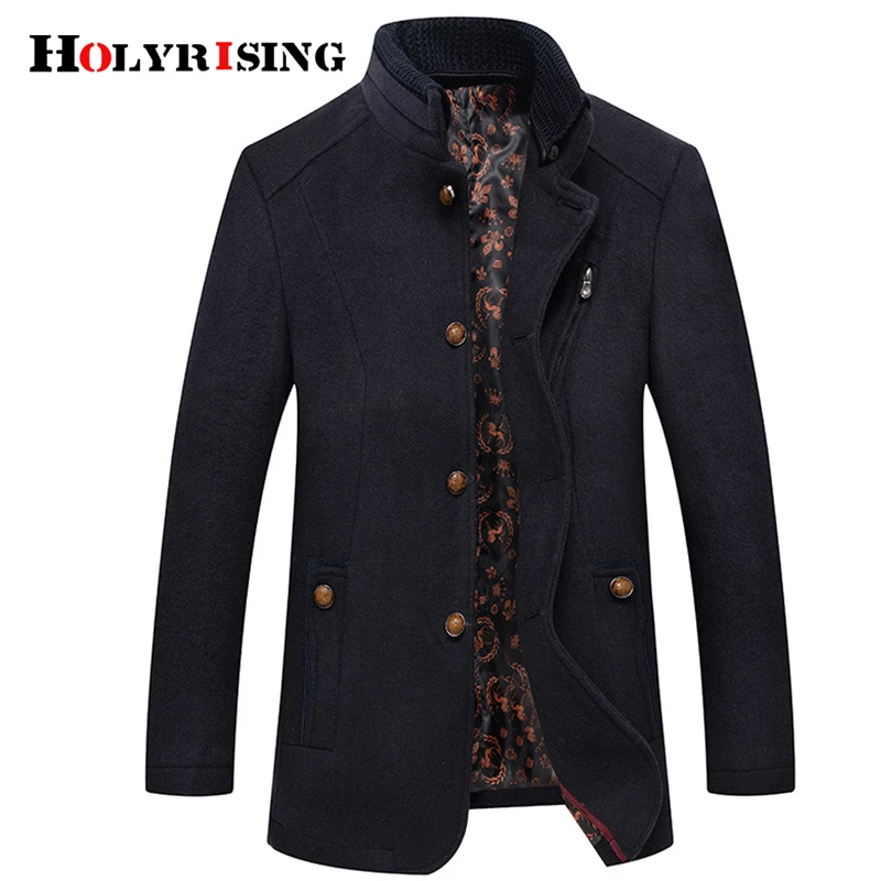 Holyrising Men Wool Coats Fashion Business Overcoat Warm Coat For Men Winter Leisure Pea Coat Male Luxury Thick Clothes 18937-5