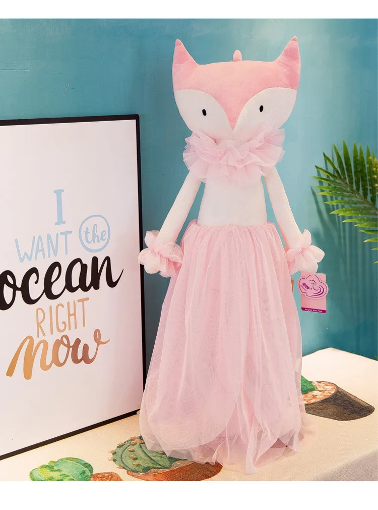 Красивая юбка свадебное платье для девочек плюшевая игрушка «Лиса» пара рождественские подарки, куклы для детей