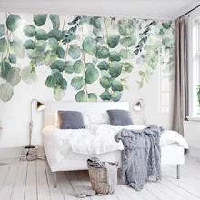 Семена свежих саженцев в европейском стиле, спальни, гостиной, стены, ручная роспись, зеленые листья, простой ТВ-фон