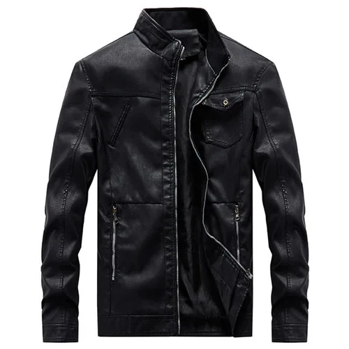 Милые куртки для мужчин Fittness VogueOutwear курточка-бомбер Winderbreaker ПУ мотоциклетная кожаная куртка мужская шуба модная - Цвет: Черный