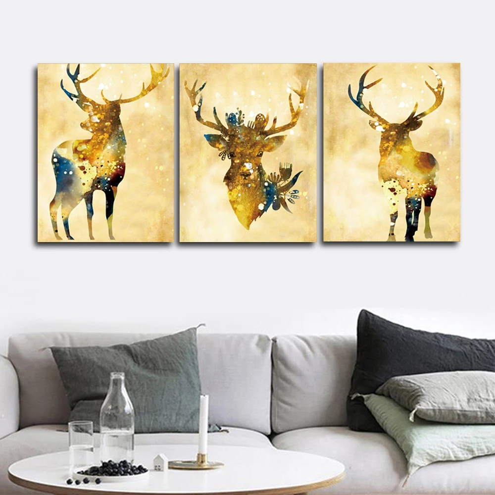 

Elk Nordic Wall Pictures Poster Print Canvas Painting Calligraphy Decorative for Living Room Bedroom Home Decor Frameless