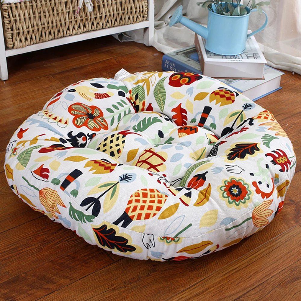 43/52cm Round Shape Seat Cushion Silk Cotton Core Cotton Polyester Tatami Cushion Pillow Home Decoration Car Soft Sofa Cushion