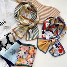 

Narrow Office Lady Shawl Bandanas Fashion Floral Print Silk Scarf Women Thin Neck Long Scarves Colorful Female Skinny Hairbands