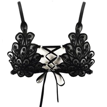 JLX. Жгут женский эластичный жгут черный кружевной бюстгальтер сексуальное Бандажное белье клетка для тела Готический бюстгальтер сексуальный бюстгальтер пояс для чулок