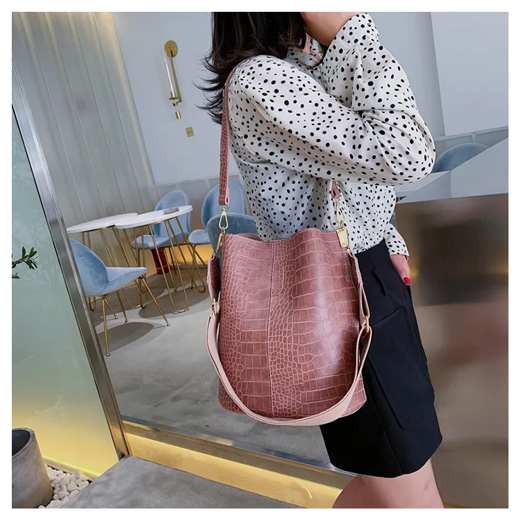 Krokodilmuster Pu Leder Beuteltasche Damen Schultertasche Handtasche_voghion.com