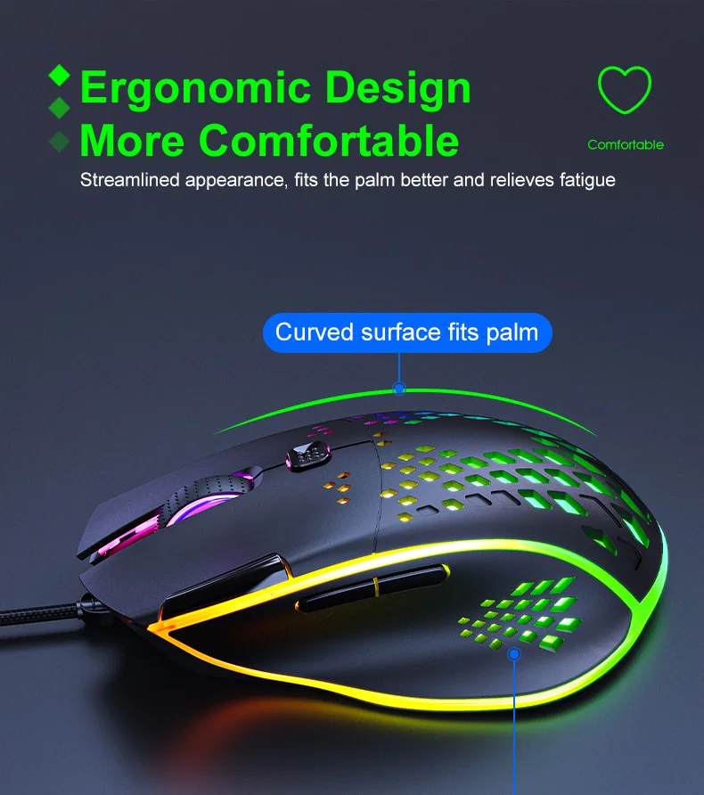 iMice Wired Gaming Mouse Ergonomic LED USB Computer Mouse Optical Sensor 7200 DPI RGB Mice 7 Buttons Mause Gamer for PC Laptop