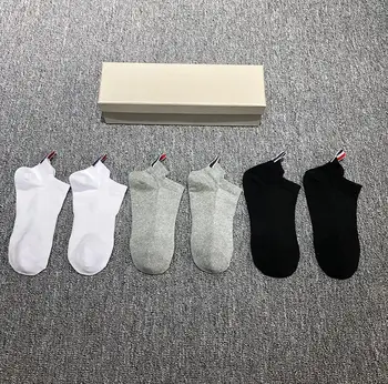 

2020 Fashion TB THOM Brand Ankle Socks Men Women Cotton Solid No Show Casual Sports Crew Socks Ins 6 Pairs