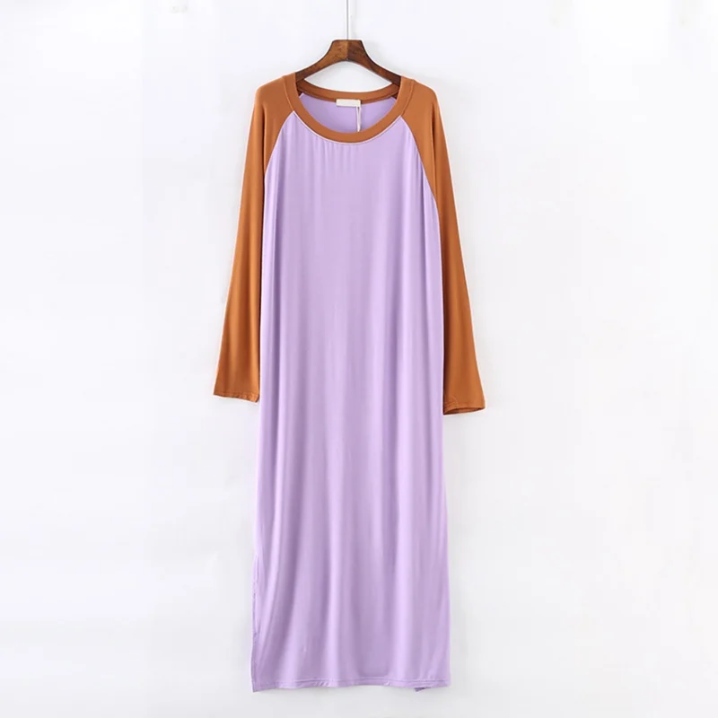 New Loose Modal Nightdress Pregnant Women Plus Fat Large Size Long Sleeve Dress - Цвет: G
