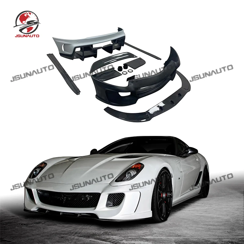 For-Ferrari-599-V-Style-Body-Kit-Carbon-Fiber-Front-Bumper-Side-Skirts ...