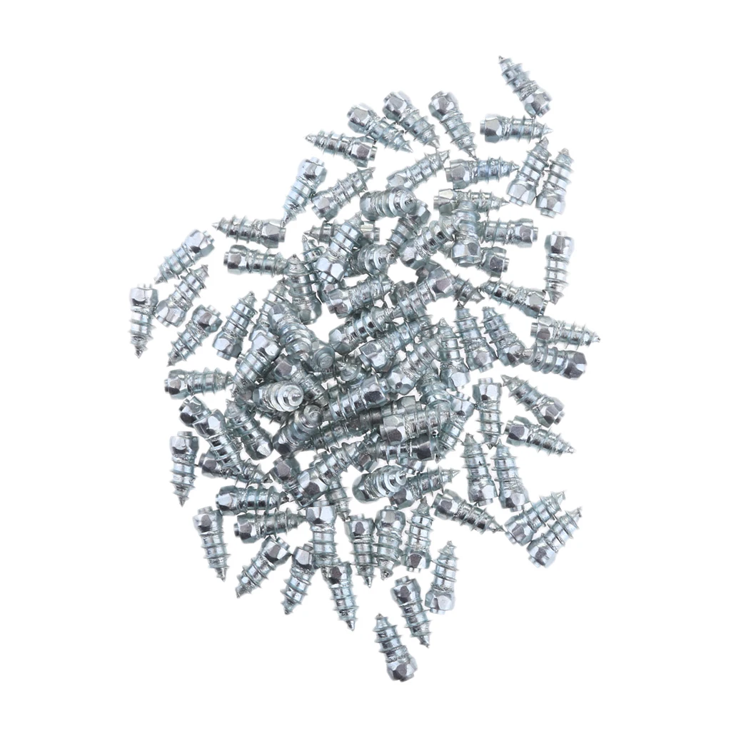 100pcs 15mm Anti-Slip Screw In Tire Stud Snow Trim Wheel Tyres Car Truck ATV