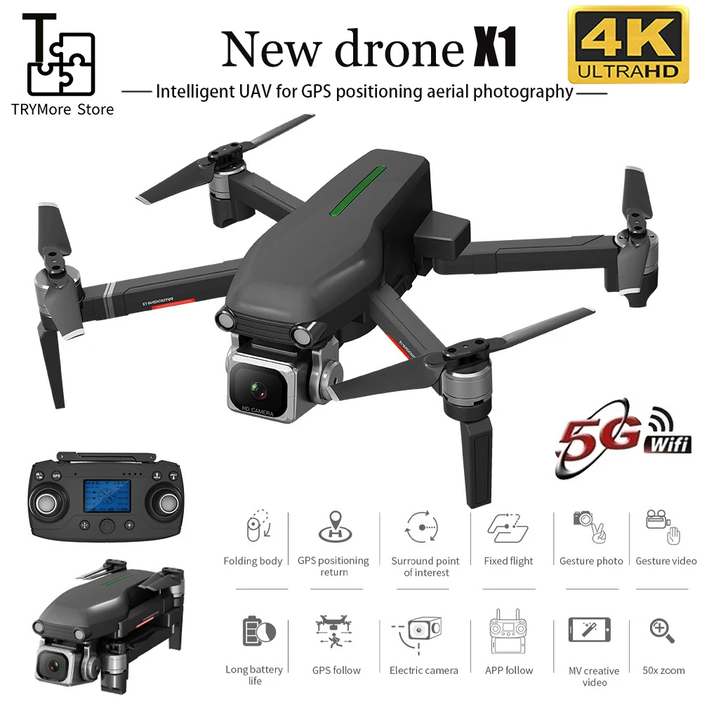 Новинка X1 Радиоуправляемый Дрон с Gps Hd 4k камерой 5g Wifi бесщеточный мотор