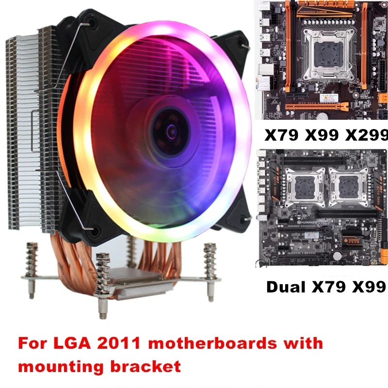 3/4PIN RGB светодиодный кулер для процессора 6-Heatpipe 12 В 12 см радиатор охлаждения для LGA 2011X79X99X299 - Цвет лезвия: Breathing Aurora