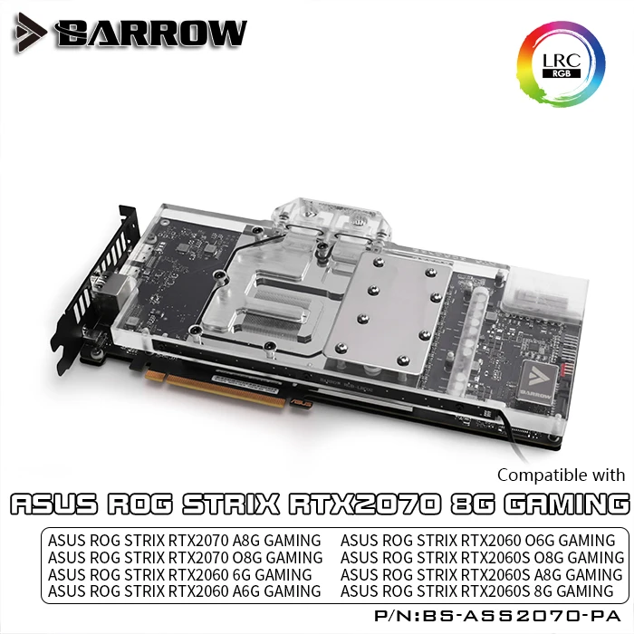 Курган водного блока использовать для ASUS ROG STRIX RTX2070 8G GAMING/A8G/O8G GAMING/Поддержка оригинальной задней панели 5 в 3PIN Header RGB