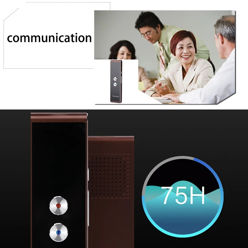 Портативный T8 Smart 40 язык переводчик в реальном времени речевой голосовой перевод для деловых поездок(коричневый