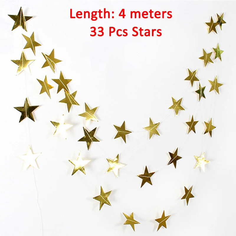 gold star banner 5 м золотое серебро картонное зеркало Вымпел веселое Рождественское украшение для дома дерево украшения Декоративная гирлянда счастливый год - Цвет: gold star banner