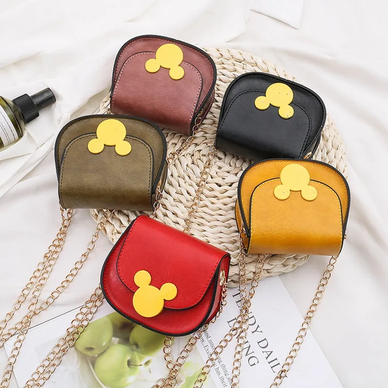 

2020 New Mickey Handbag Kids Shoulder Crossbody Bag Pu Leather Children Purses And Handbags Samll Storage Bag Female Handbag