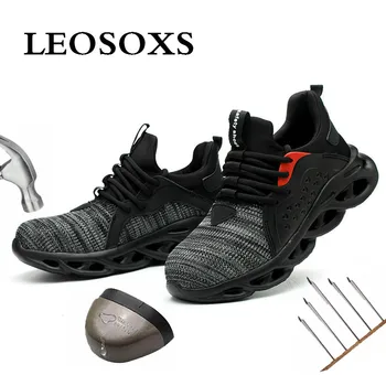 

Leoxose Men Light Sneaker Indestructible Steel Toe Soft Anti-piercing Work Boots men shoes New Breathable Mesh Safety Shoes