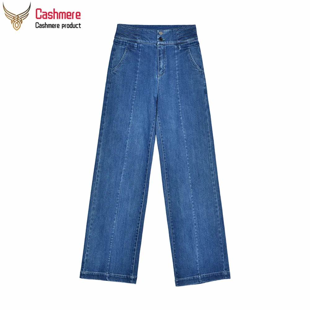Wide leg jeans Свободные женские джинсы осень и зима новые ретро свободные с высокой талией тянущиеся широкие джинсы женские синие брюки 3116 - Цвет: Wide leg jeans