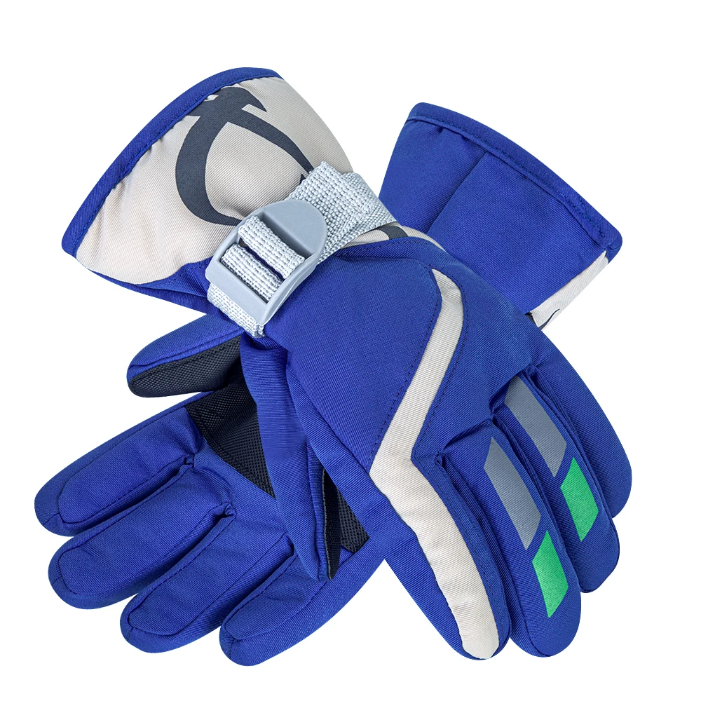Children Boys/Girls Snowmobile Winter Warm Ski Gloves Sports Waterproof Windproof Snow Gloves Adjustable Ski Strap Skiing Gloves