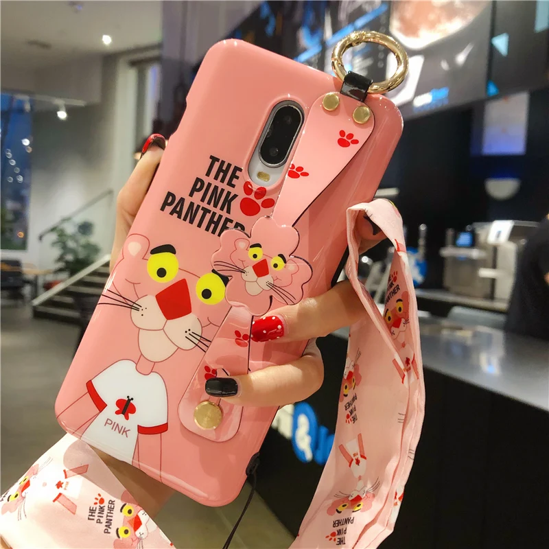 Чехол с ремешком на запястье для oneplus 7 pro Sailor moon, мягкая задняя крышка для телефона с розовой пантерой для oneplus 7 pro 1+ 7 чехол с рисунком+ ловушка