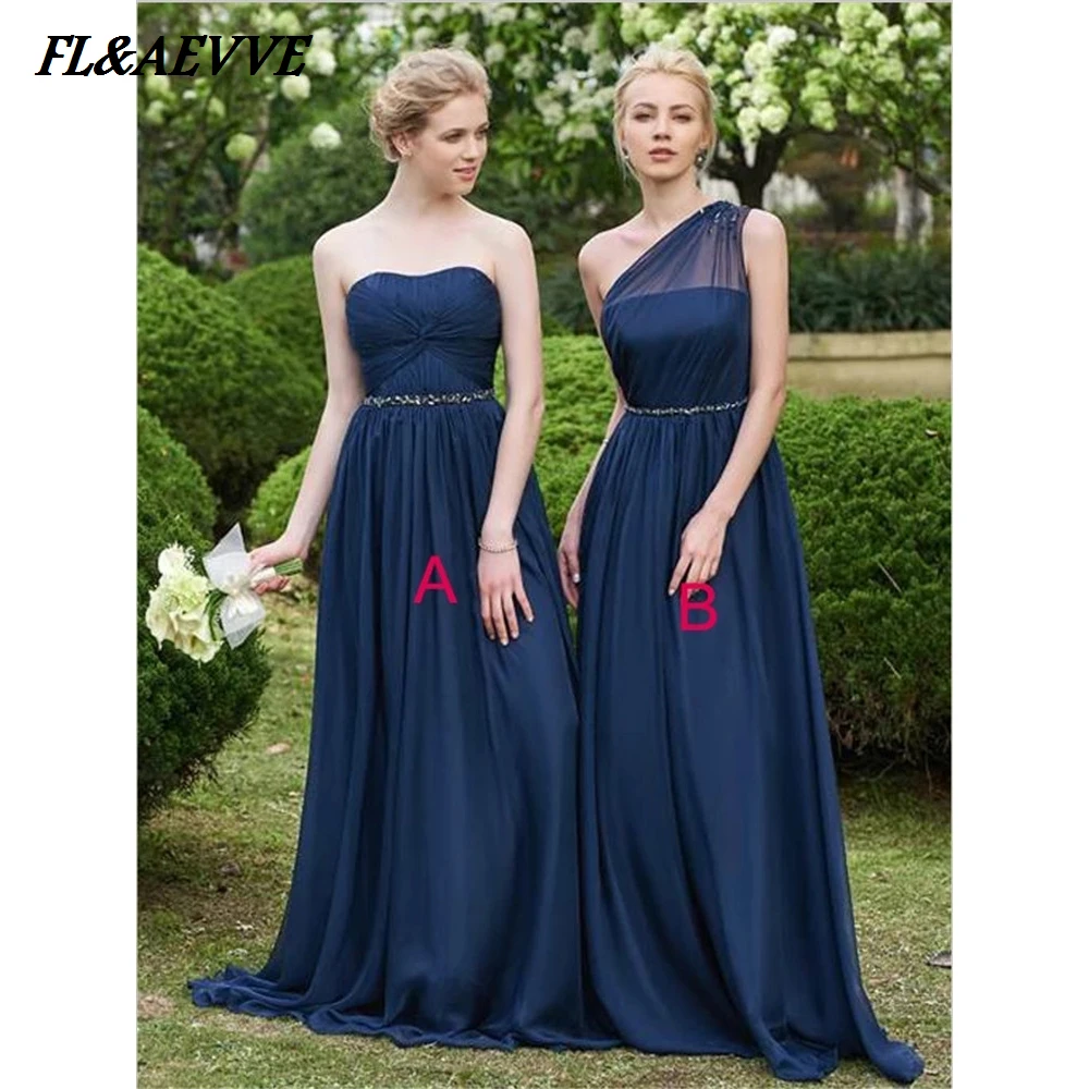 Pretty One Shoulder Strapless Chiffon A Line Bridesmaid Dresses  (1)