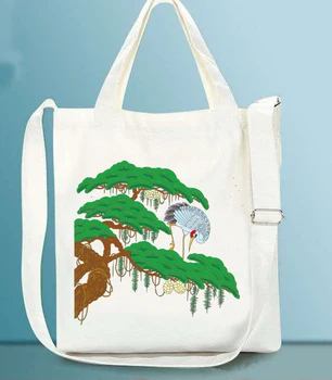 

Cartoon Print canvas leisure Sen cloth bag simple fashion large women pocket zipper shoulder bag girls life package hand bags