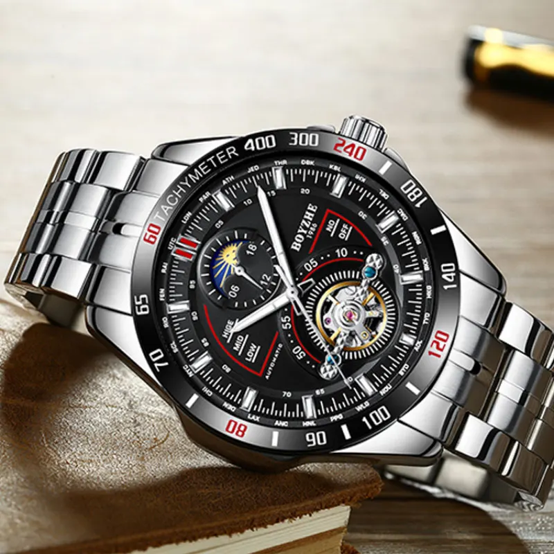 Новые автоматические механические часы Tourbillon мужские с полой столешницей