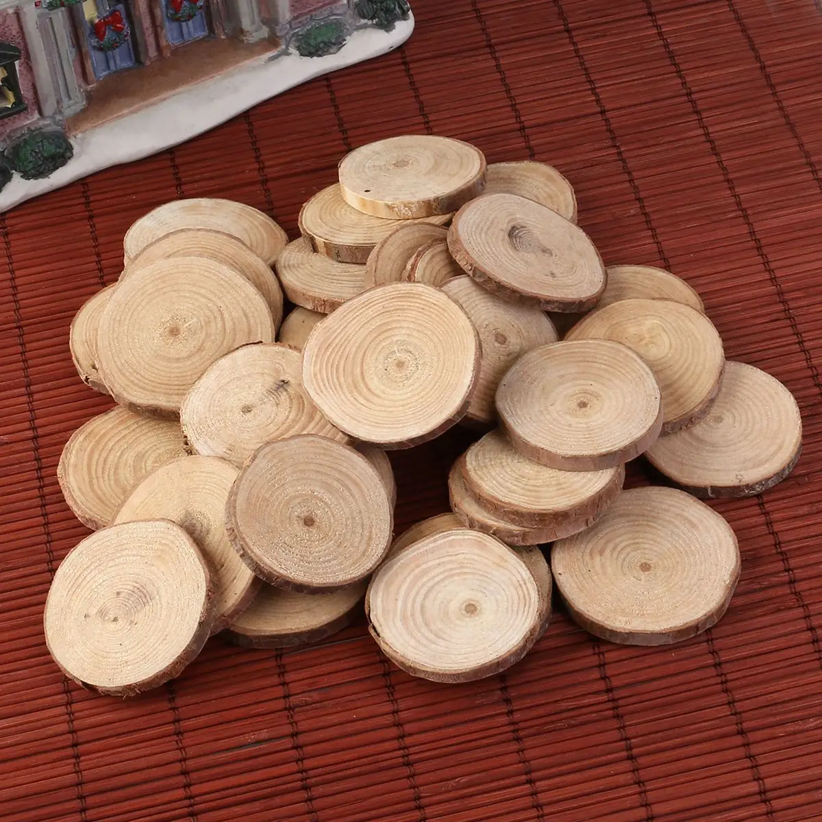 Round Wood Piece Photography Prop DIY Creative Simple Photo Prop Wood Piece With Desiccant for Wedding Festival Party 100pcs